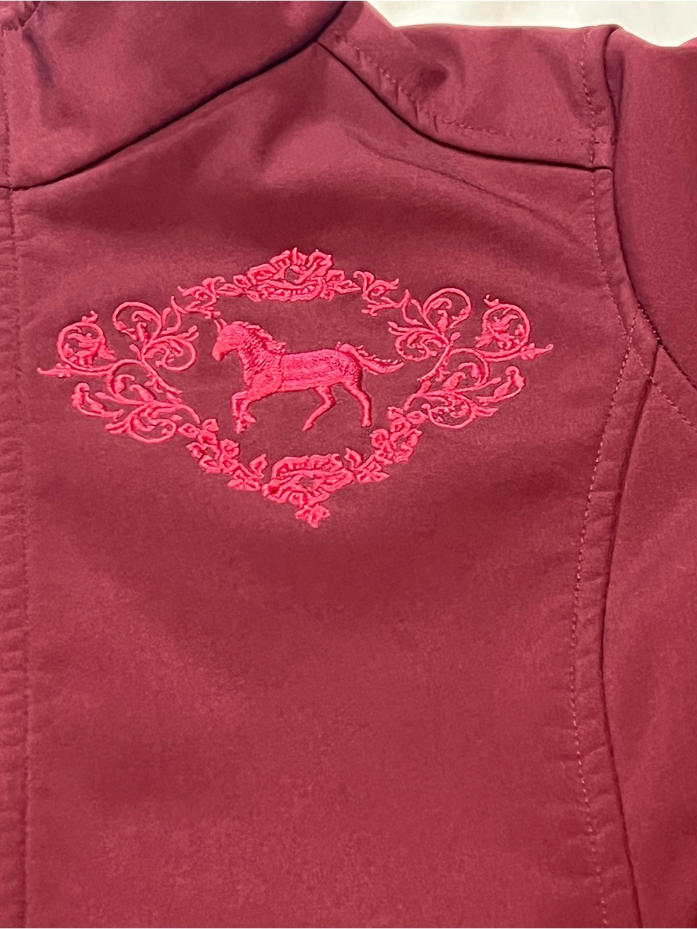 Shyanne Maroon and Pink Girls' Rashguard Jacket with Horse Motif - Picture 4 of 6
